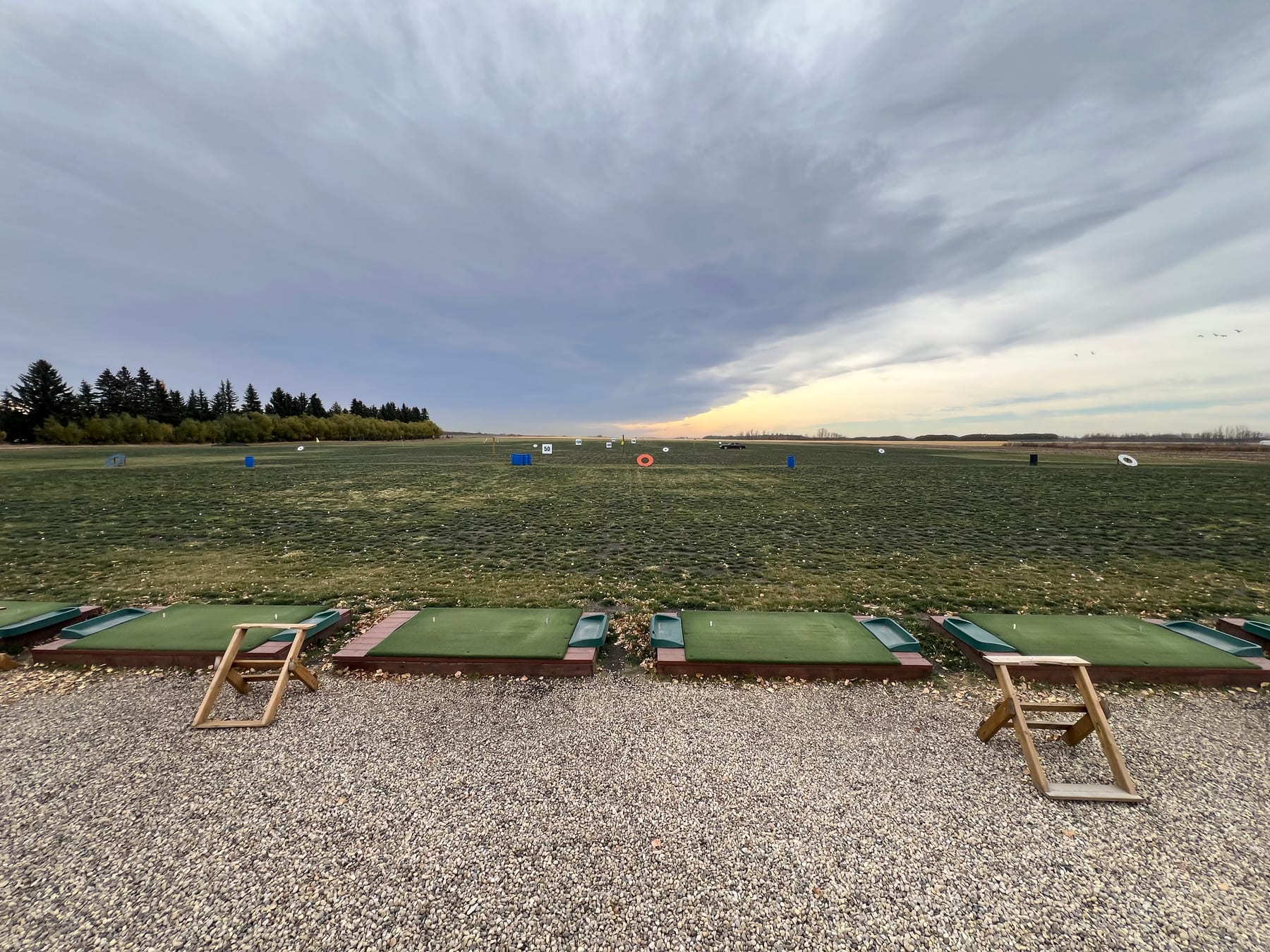 Elevated hitting bays at Big Moose Driving Range